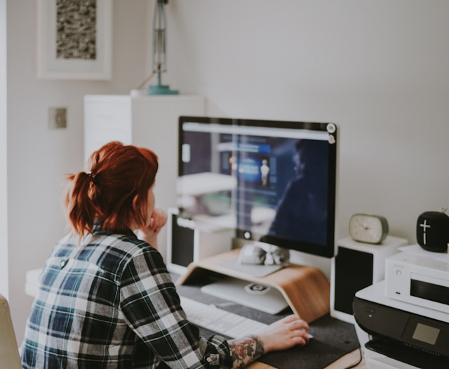 A person working in their home office