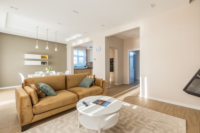 a brightly lit living room