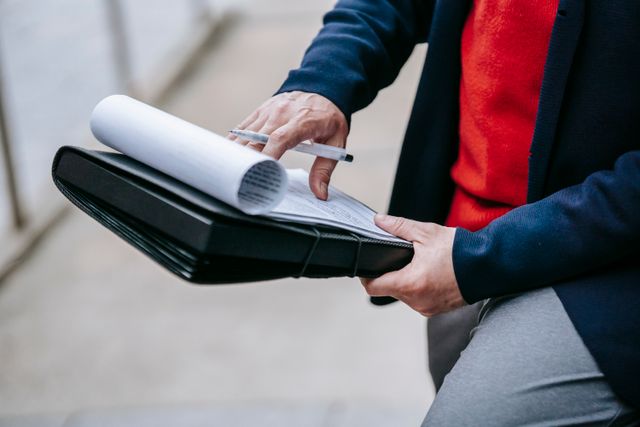 a person consulting a document