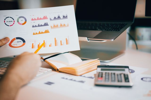 a person consulting financial reports