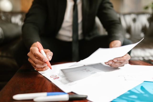 a person reviewing papers